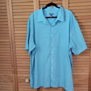 Van Heusen Air Men’s Button Down Blue Short Sleeve Dress Shirt Big & Tall 3XL